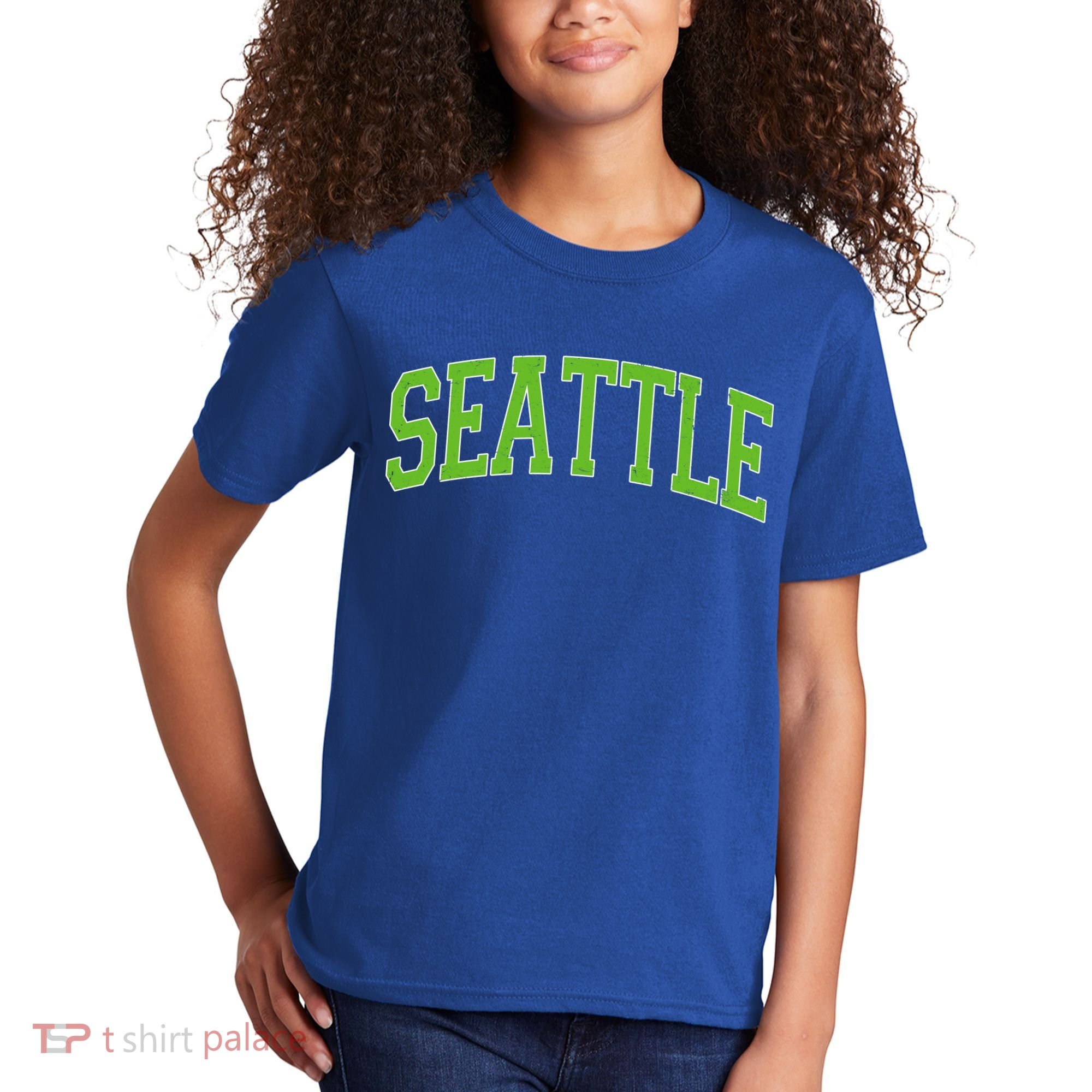 Varsity Sporty Arch Seattle Team Sports Fan Kids T-Shirt