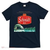 Vintage Schmidt Beer Retro Defunct Fishing Nature Scene T-Shirt thumb 0