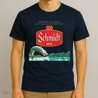 Vintage Schmidt Beer Retro Defunct Fishing Nature Scene T-Shirt thumb 3