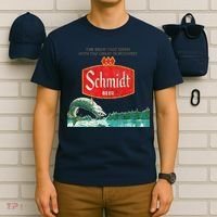 Vintage Schmidt Beer Retro Defunct Fishing Nature Scene T-Shirt thumb 6