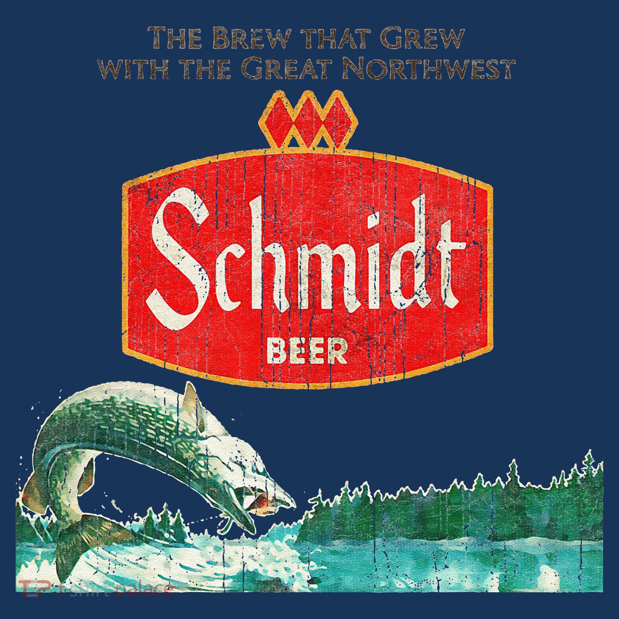 Vintage Schmidt Beer Retro Defunct Fishing Nature Scene Beanie
