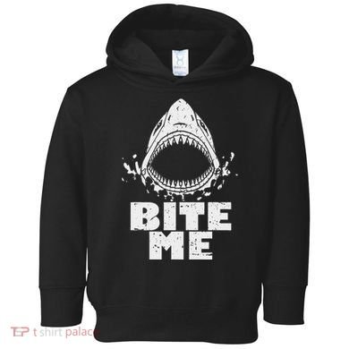 Vintage Shark Bite Me Shark Toddler Hoodie