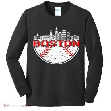 Vintage Style Boston Baseball Tee Kids Long Sleeve Shirt