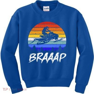 Vintage Snowmobile Braaap Motor Sled Braap Snowmobiling Cool Gift Kids Sweatshirt