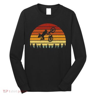 Vintage Sunset Bmx Gift For Bmx Riders Long Sleeve Shirt