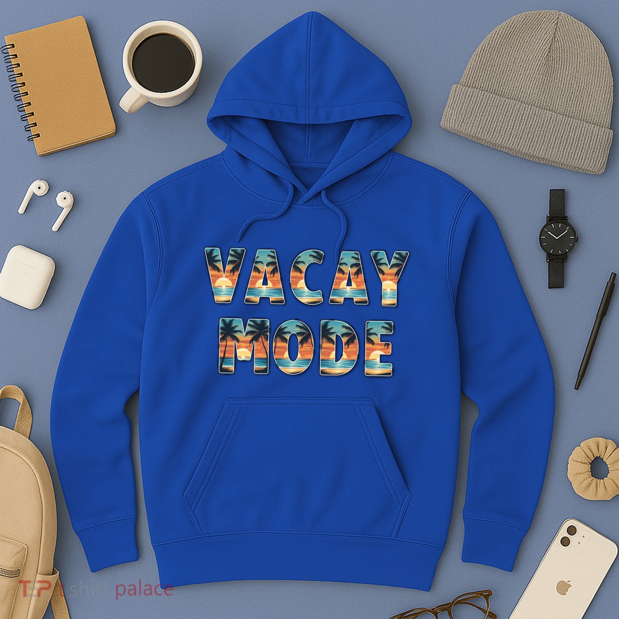 Vacation Summer Beach Scenery And Palm Trees Vacay Mode Ocean Gift Hoodie