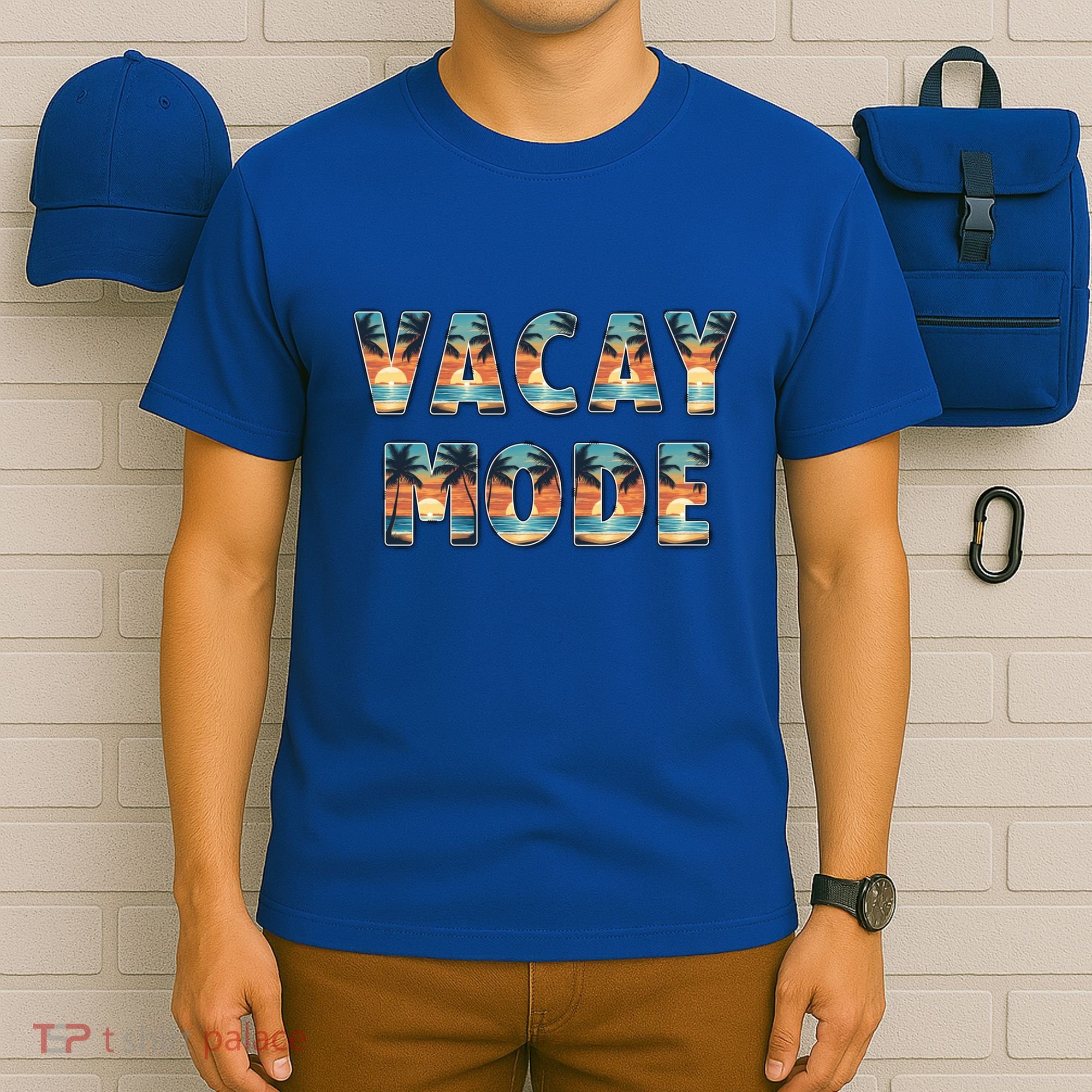 Vacation Summer Beach Scenery And Palm Trees Vacay Mode Ocean Gift T-Shirt