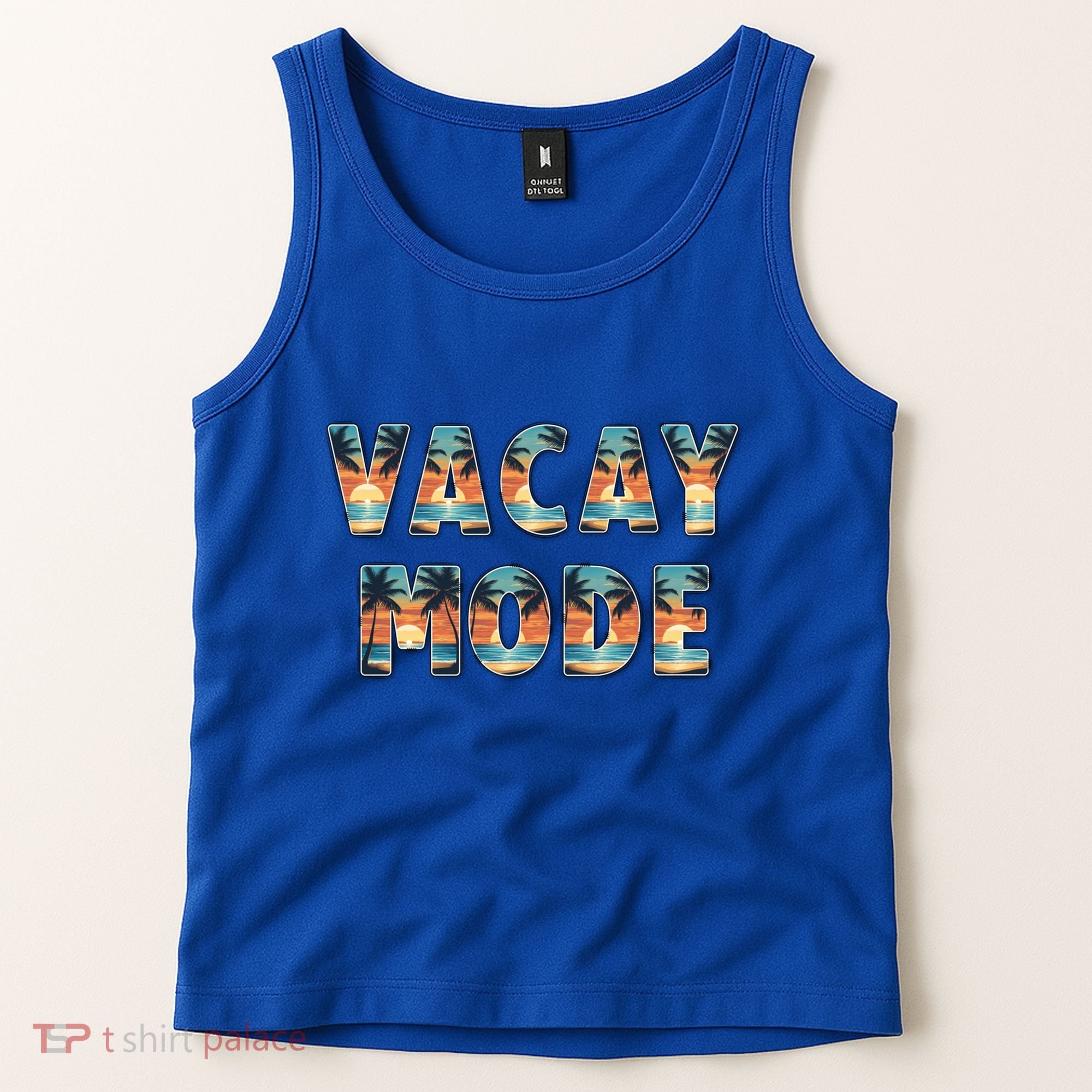 Vacation Summer Beach Scenery And Palm Trees Vacay Mode Ocean Gift Tank Top