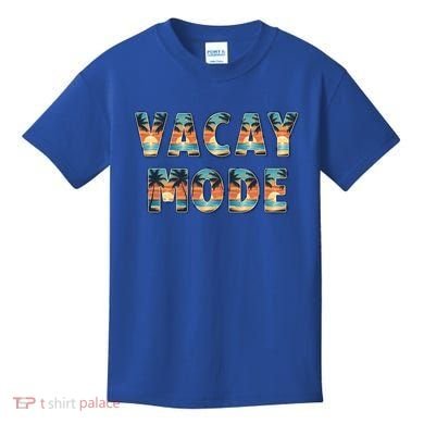 Vacation Summer Beach Scenery And Palm Trees Vacay Mode Ocean Gift Kids T-Shirt