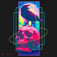Vaporwave Skull & Crow Halloween Retro Aesthetic Art T-Shirt thumb 7