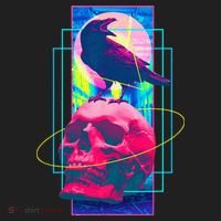 Vaporwave Skull & Crow Halloween Retro Aesthetic Art Beanie thumb 2