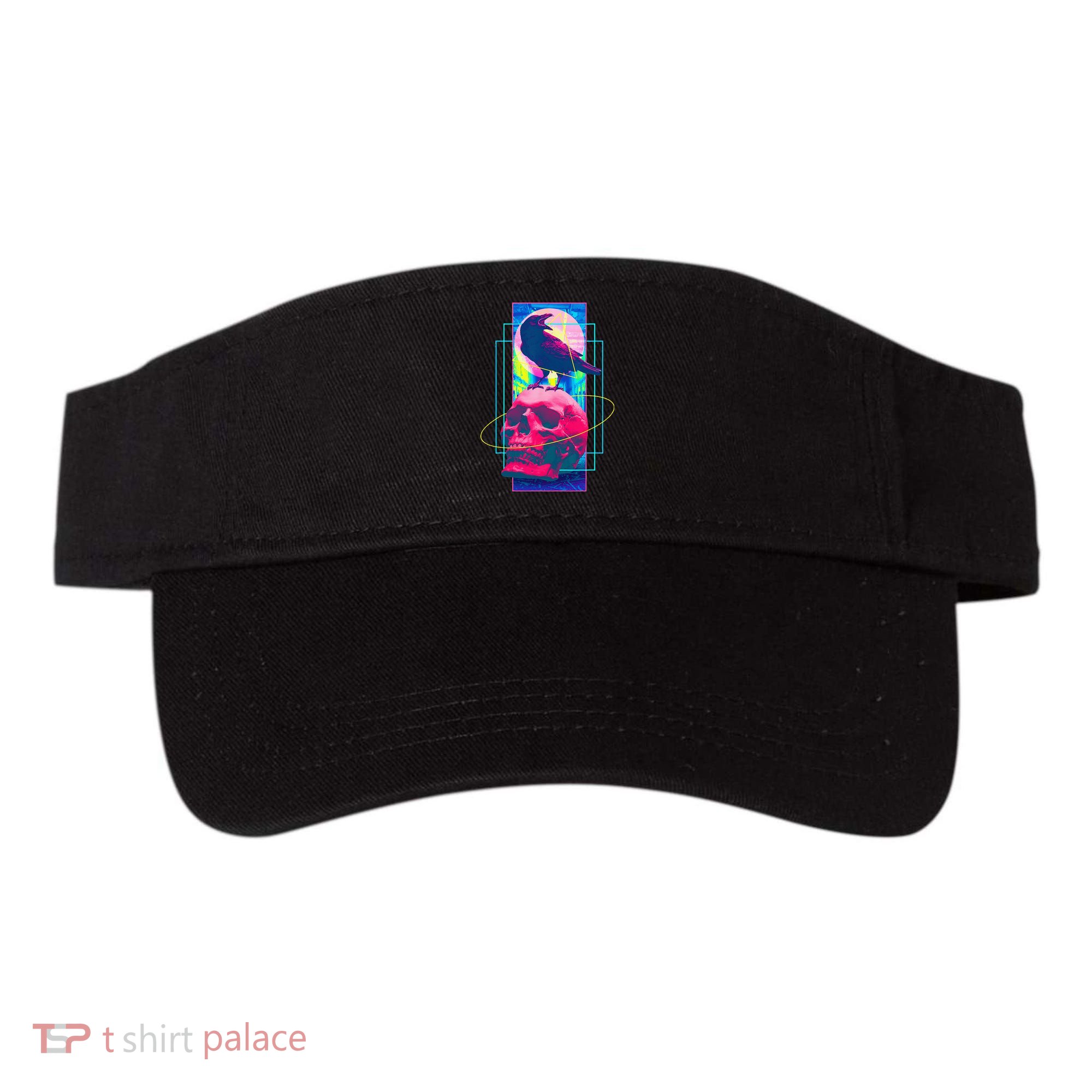 Vaporwave Skull & Crow Halloween Retro Aesthetic Art Visor