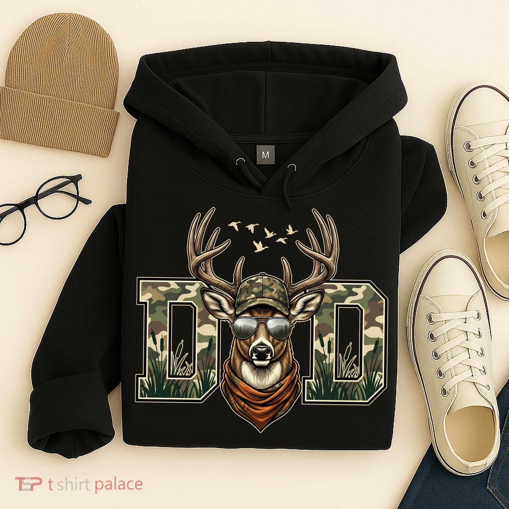 Varsity Style Camo Dad Deer Buck Hunter Fathers Day Hoodie