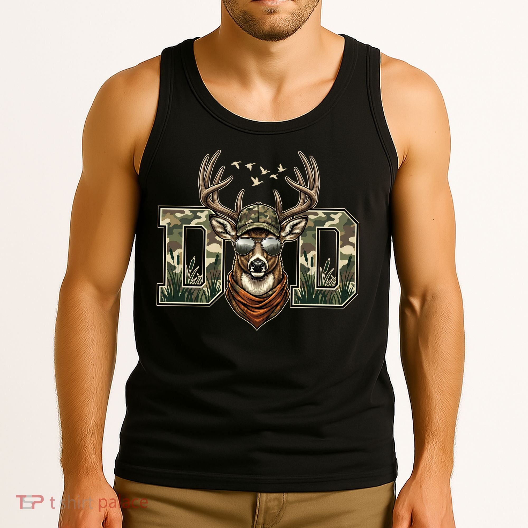 Varsity Style Camo Dad Deer Buck Hunter Fathers Day Tank Top