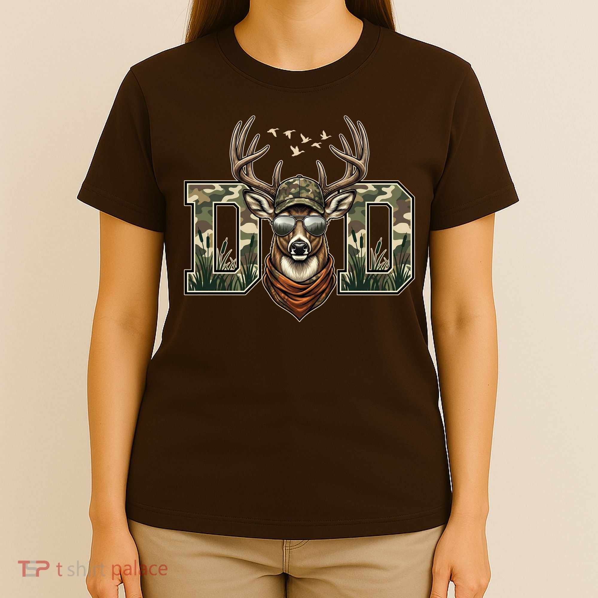 Varsity Style Camo Dad Deer Buck Hunter Fathers Day T-Shirt