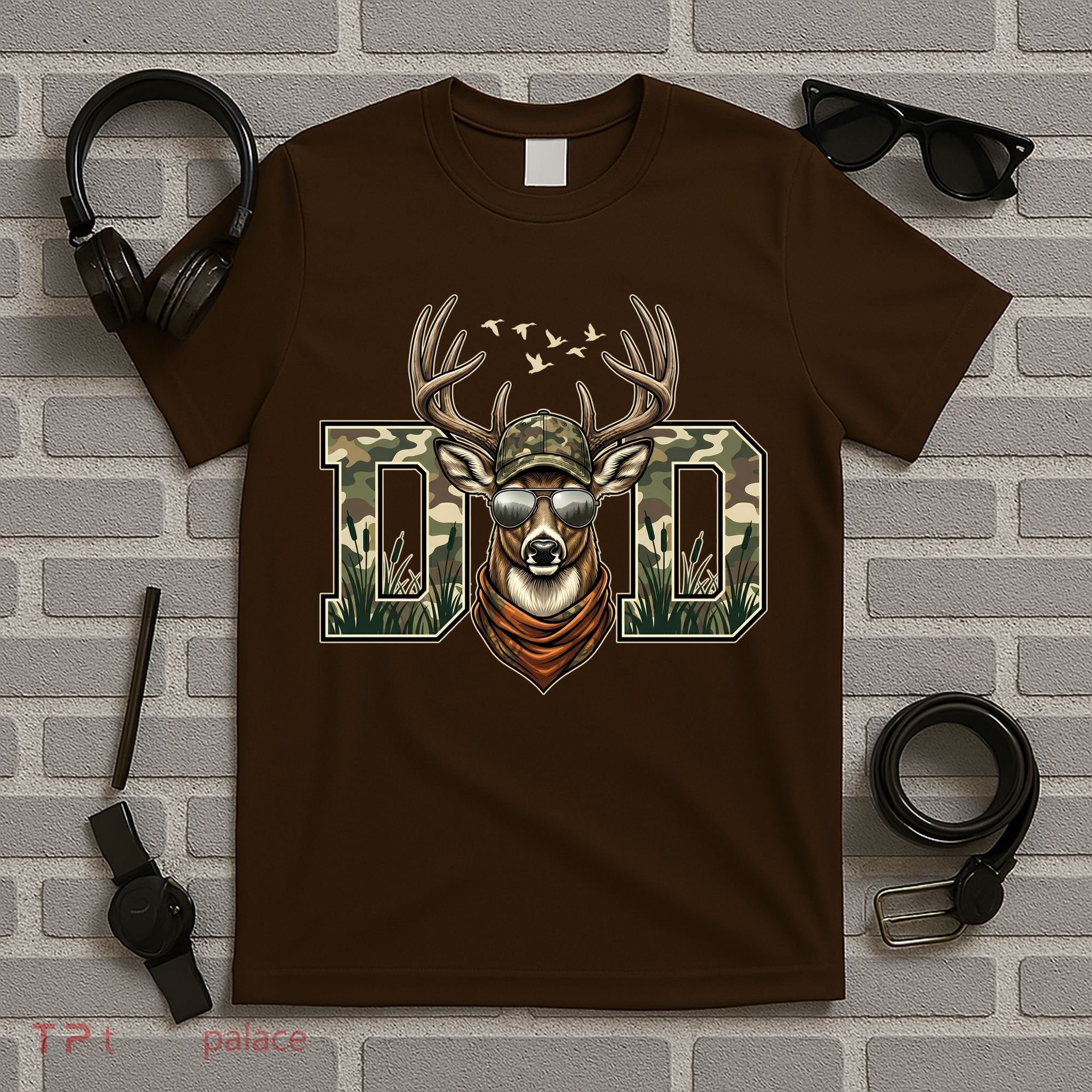 Varsity Style Camo Dad Deer Buck Hunter Fathers Day T-Shirt