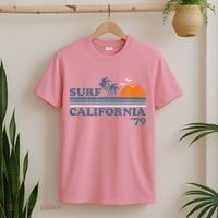 Vintage Surf California Beach Retro Sunset Surf 70S Gift T-Shirt thumb 2