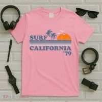 Vintage Surf California Beach Retro Sunset Surf 70S Gift T-Shirt thumb 5