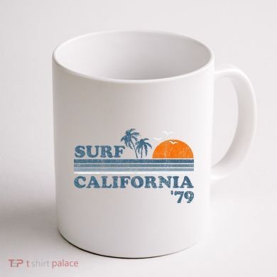 Vintage Surf California Beach Retro Sunset Surf 70S Gift Coffee Mug back