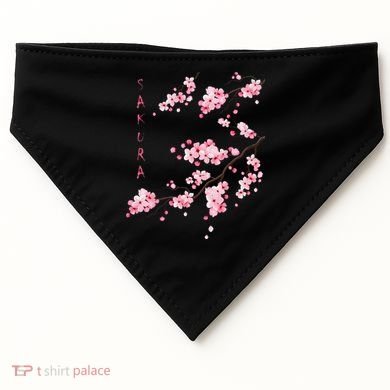 Vintage Sakura Cherry Blossom Japanese Graphical Art USA-Made Doggie Bandana