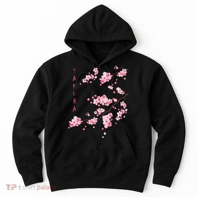 Vintage Sakura Cherry Blossom Japanese Graphical Art Hoodie