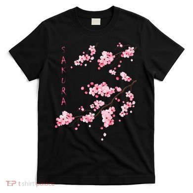 Vintage Sakura Cherry Blossom Japanese Graphical Art T-Shirt
