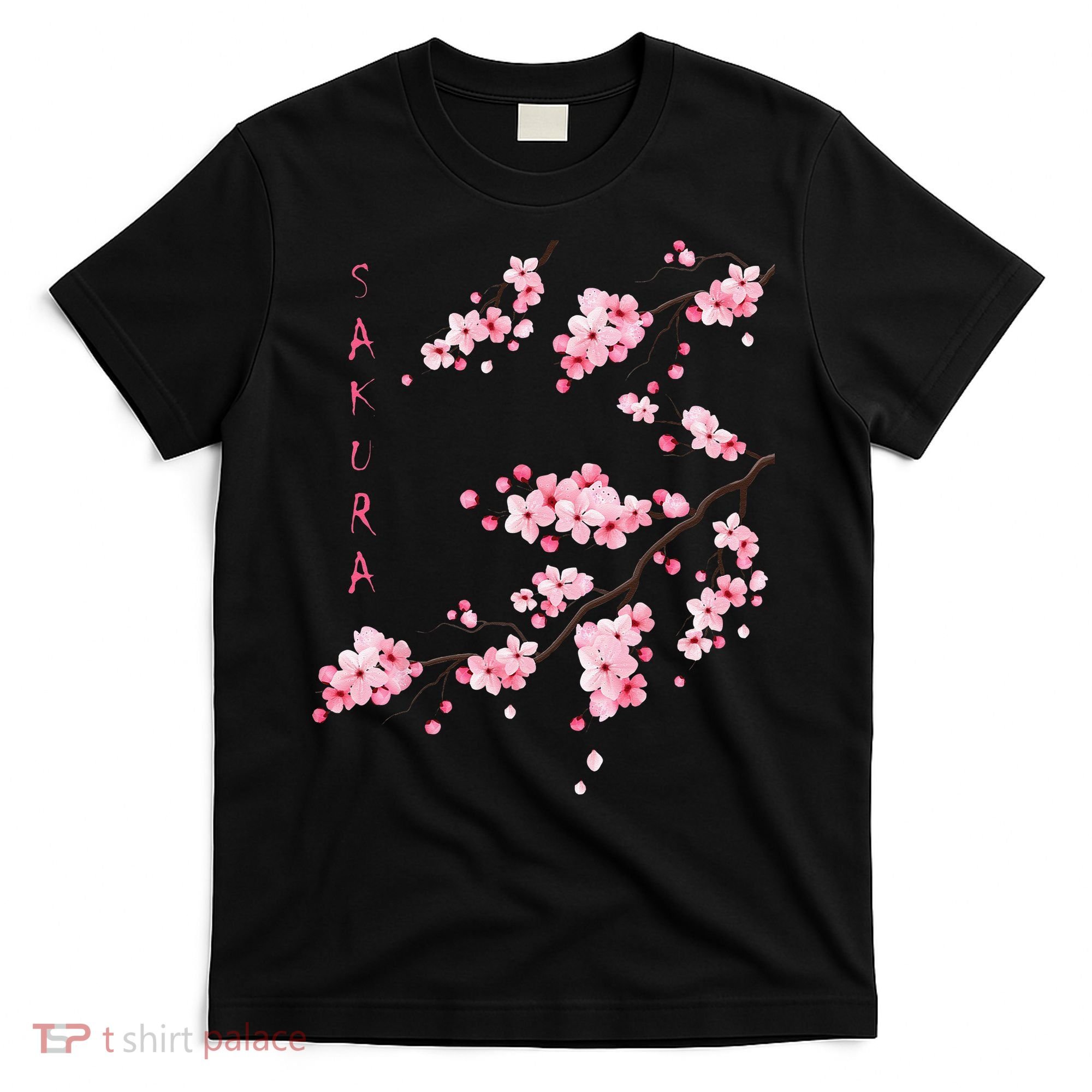 Vintage Sakura Cherry Blossom Japanese Graphical Art T-Shirt