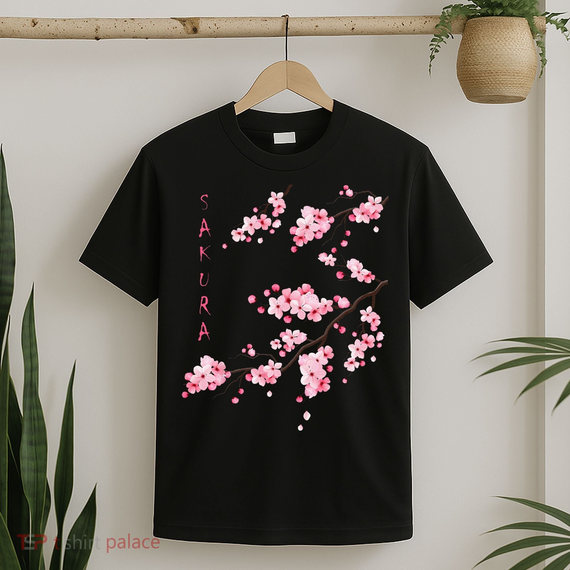 Vintage Sakura Cherry Blossom Japanese Graphical Art T-Shirt