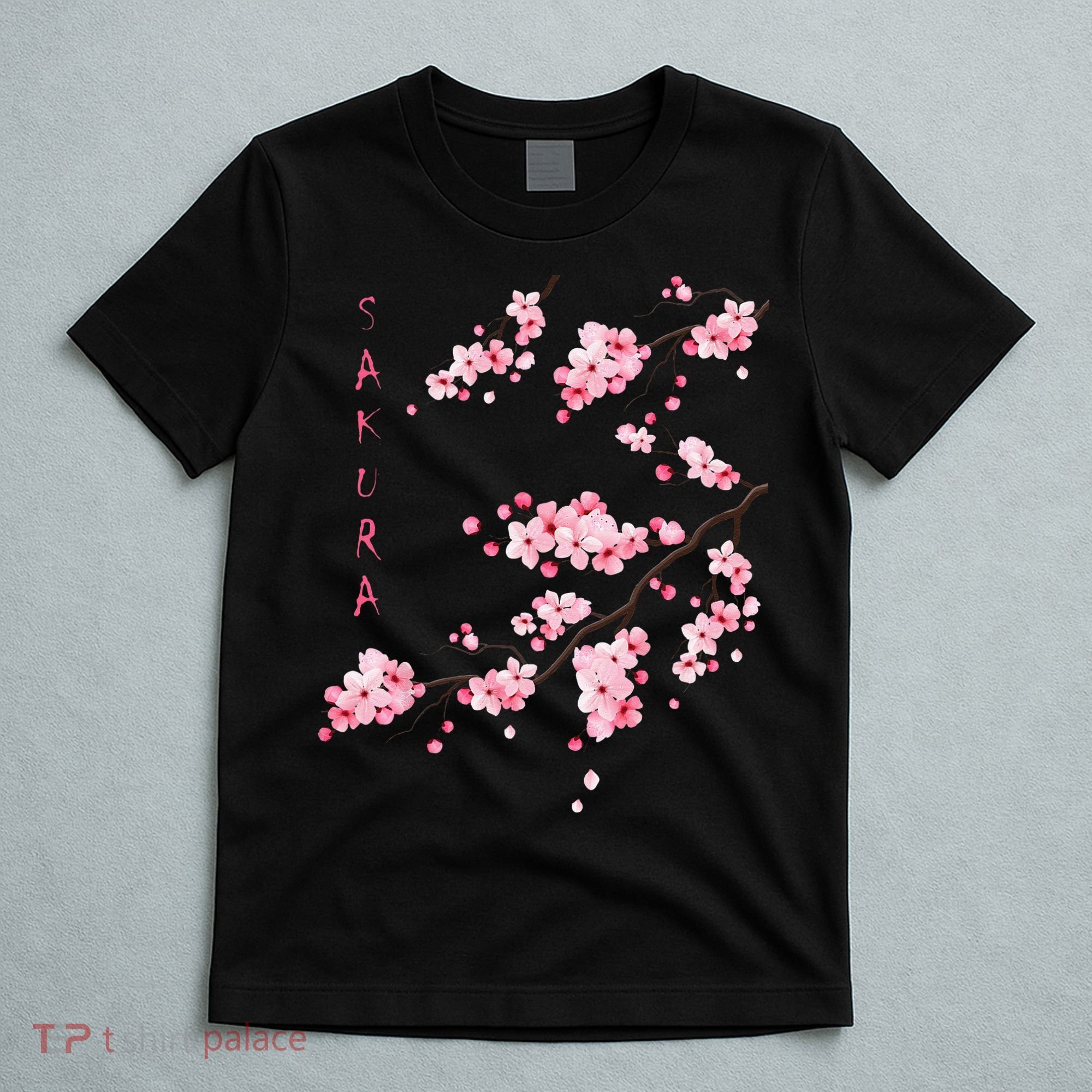 Vintage Sakura Cherry Blossom Japanese Graphical Art T-Shirt