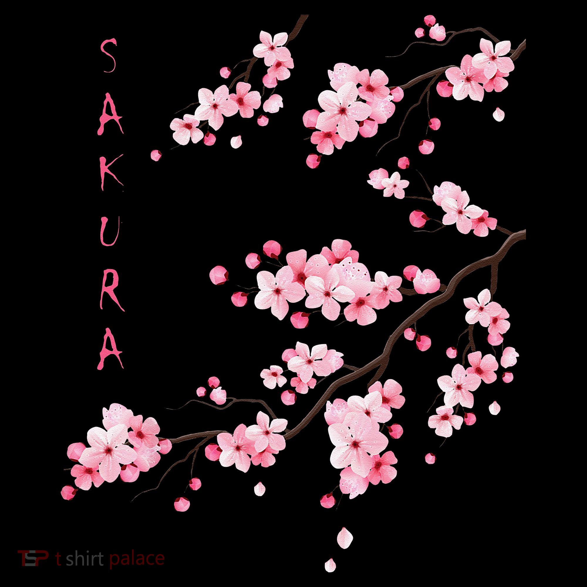 Vintage Sakura Cherry Blossom Japanese Graphical Art T-Shirt