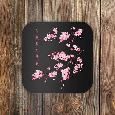 Vintage Sakura Cherry Blossom Japanese Graphical Art Coaster
