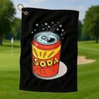 Vibrant Soda Can Pop Art Style Golf Towel thumb 1
