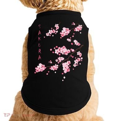 Vintage Sakura Cherry Blossom Japanese Graphical Art Doggie Tank