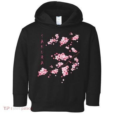 Vintage Sakura Cherry Blossom Japanese Graphical Art Toddler Hoodie