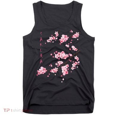 Vintage Sakura Cherry Blossom Japanese Graphical Art Tank Top