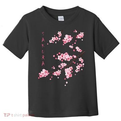 Vintage Sakura Cherry Blossom Japanese Graphical Art Toddler T-Shirt