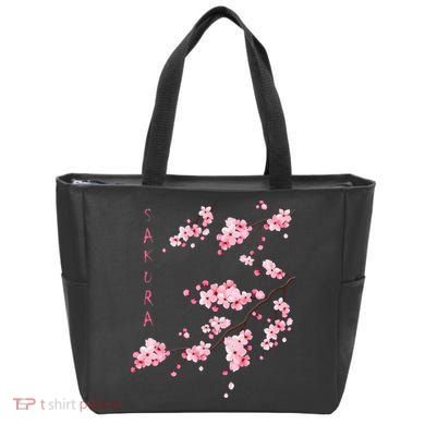 Vintage Sakura Cherry Blossom Japanese Graphical Art Tote Bag