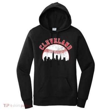 Vintage Skyline Cleveland Baseball Gift Women's Hoodie