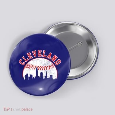 Vintage Skyline Cleveland Baseball Gift Button