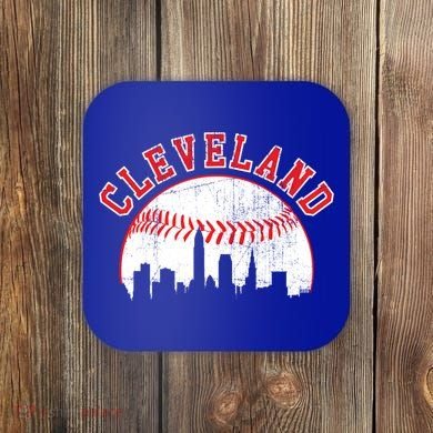 Vintage Skyline Cleveland Baseball Gift Coaster