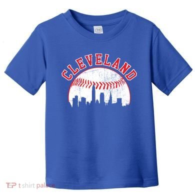 Vintage Skyline Cleveland Baseball Gift Toddler T-Shirt