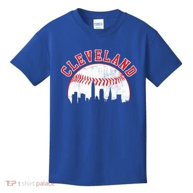 Vintage Skyline Cleveland Baseball Gift Kids T-Shirt