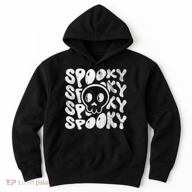 Vintage Spooky Creepy Ghost Skull Halloween Hoodie