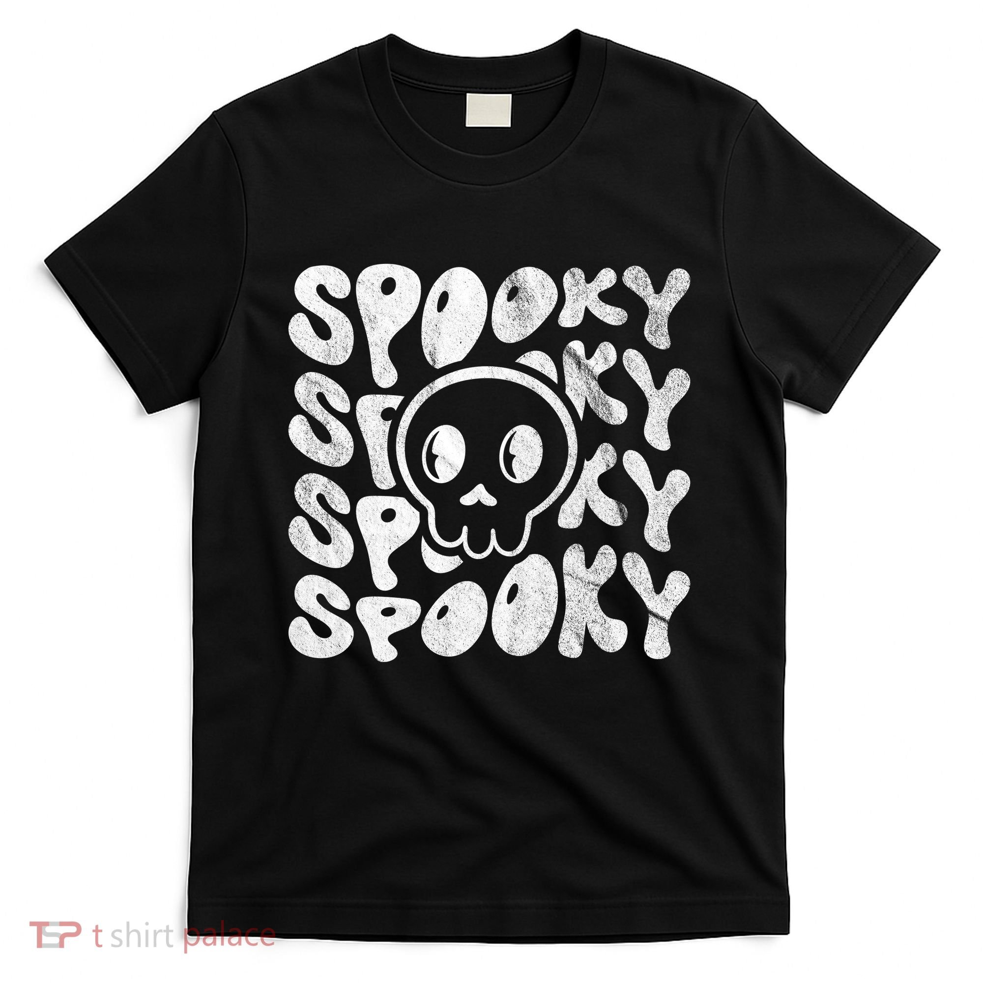 Vintage Spooky Creepy Ghost Skull Halloween T-Shirt