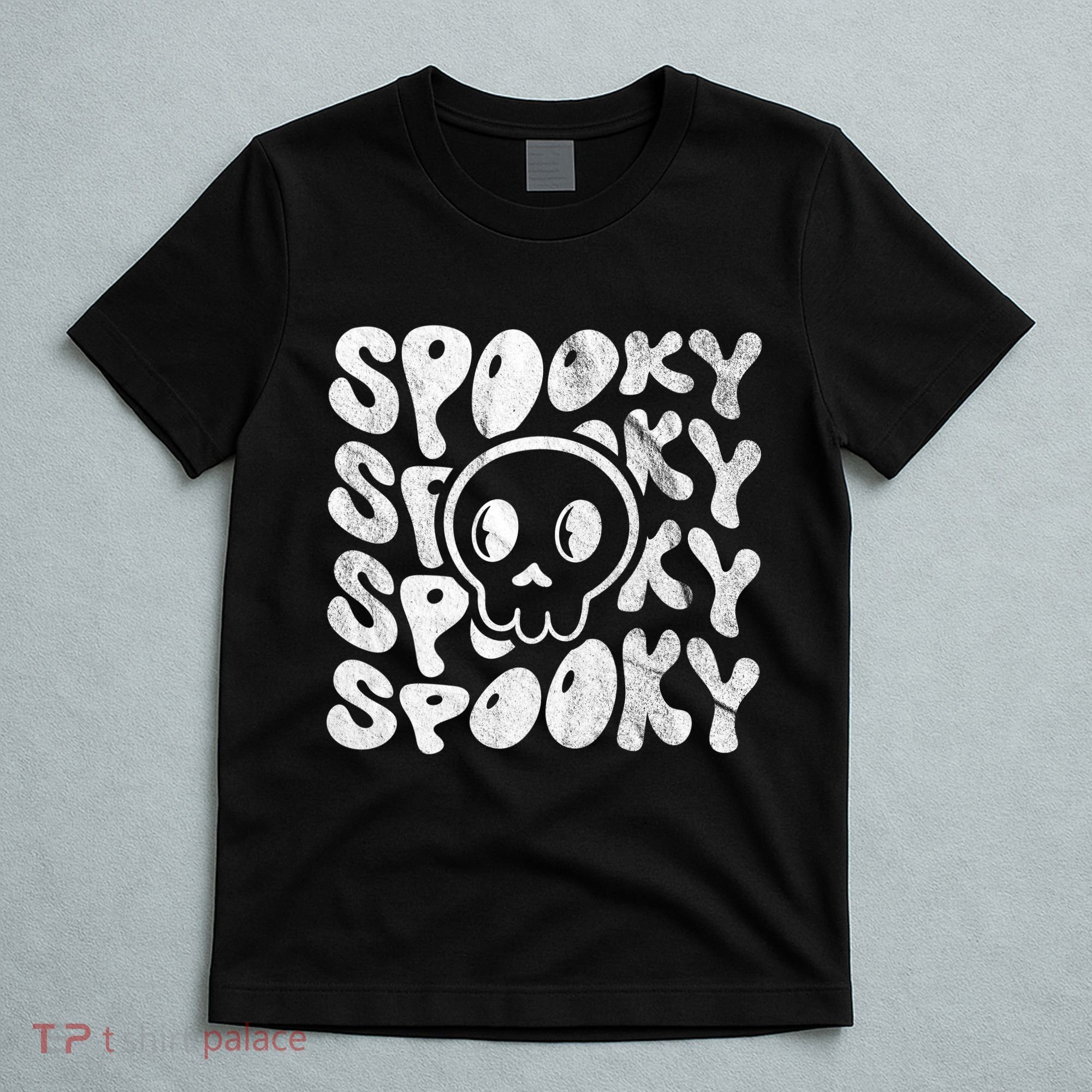 Vintage Spooky Creepy Ghost Skull Halloween T-Shirt