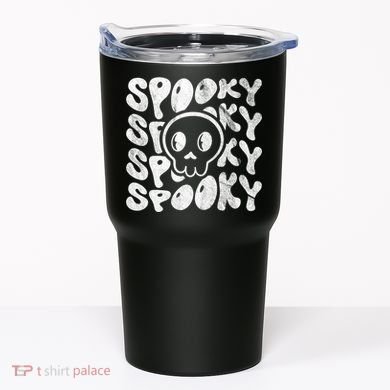 Vintage Spooky Creepy Ghost Skull Halloween Tumbler