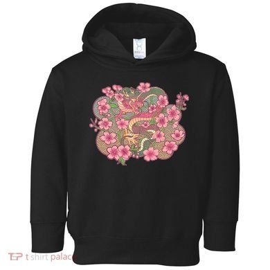 Vintage Springtime Cherry Blossom Sakura Flowers Dragon Toddler Hoodie