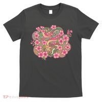 Vintage Springtime Cherry Blossom Sakura Flowers Dragon T-Shirt thumb 0