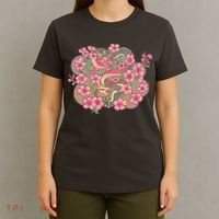 Vintage Springtime Cherry Blossom Sakura Flowers Dragon T-Shirt thumb 4