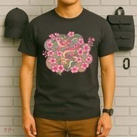 Vintage Springtime Cherry Blossom Sakura Flowers Dragon T-Shirt thumb 6